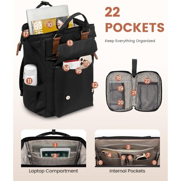 ❤️  Laptop Backpack Women Teacher Nurse Bags Womens Work Backpack Purse - Picture 3 of 8